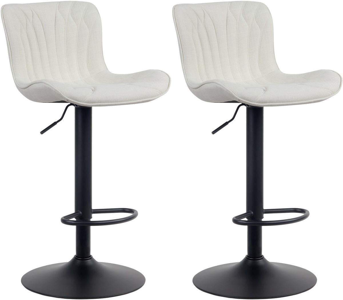 BARHOCKER 2er Set Stoff creme - Creme/Schwarz, Textil/Metall (48/83/54cm) - CLP