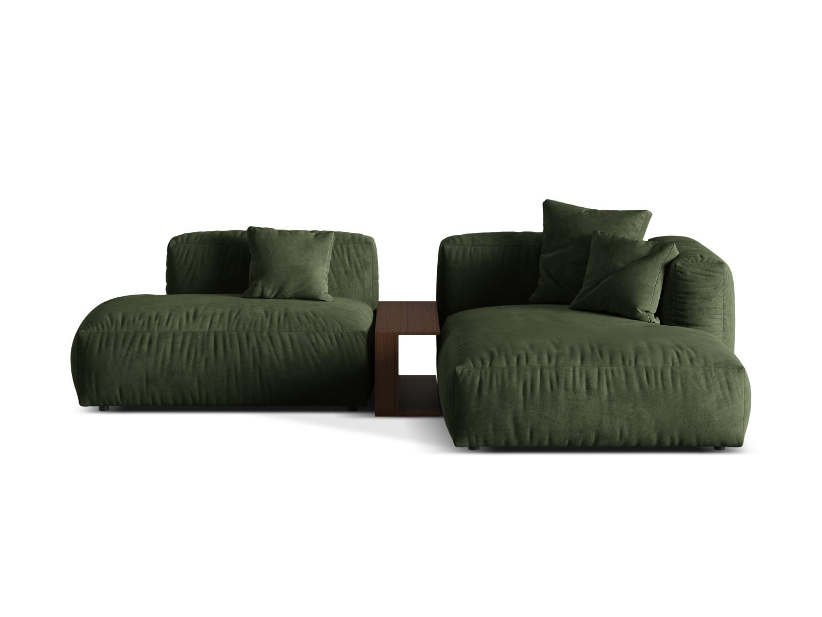 ECKSOFA modular rechts Martina aus Samt grün 2 Sitzplätze - Grün, Textil (176/285cm) - Micadoni