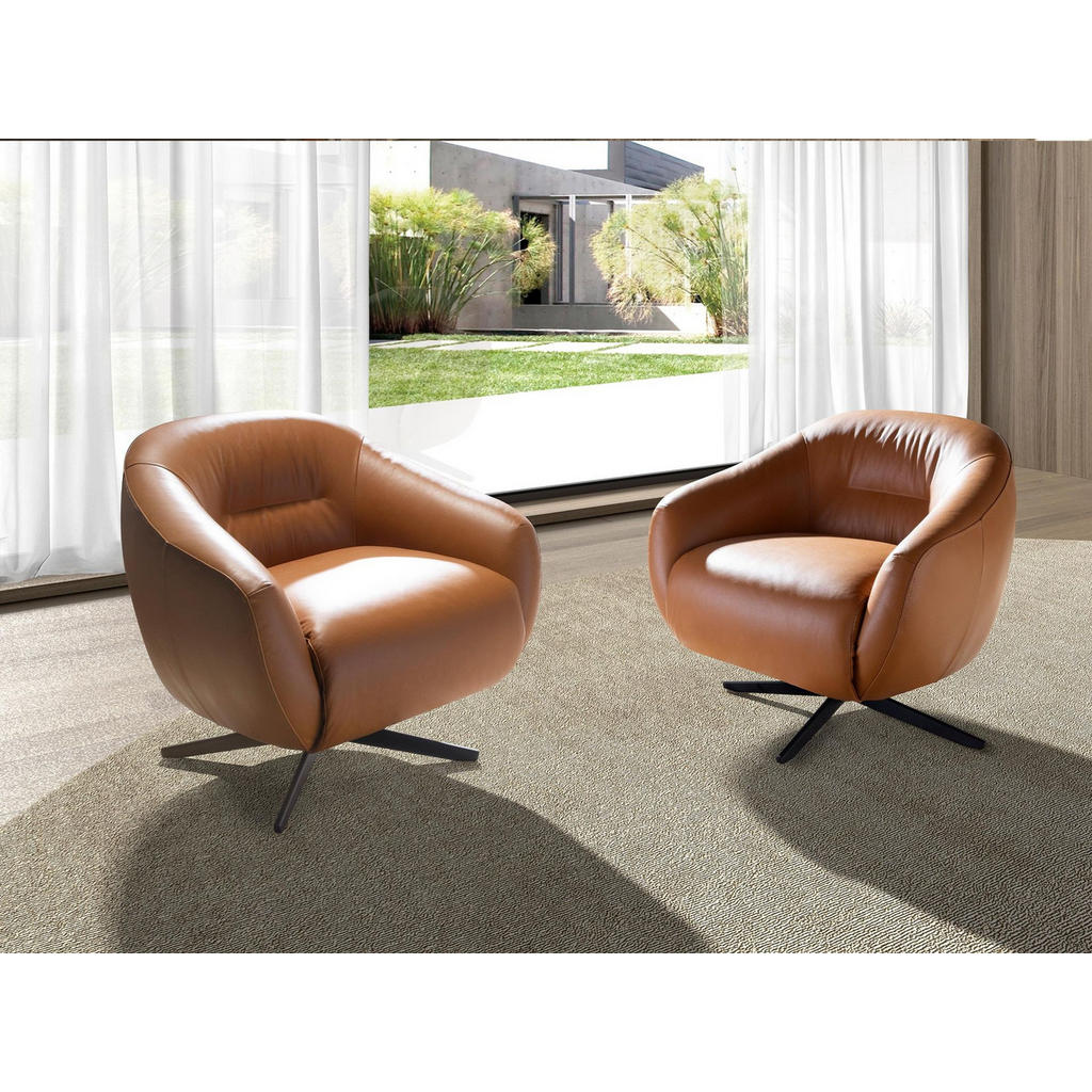 Thumbnail - Angel Cerda Drehsessel, Braun, Leder, 1-Sitzer, Freiform, 86x75x83 cm, Wohnzimmer, Sessel, Polstersessel