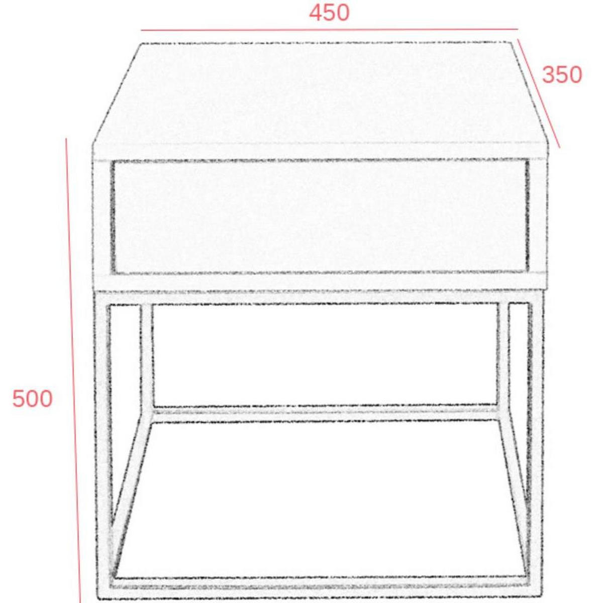 NACHTSCHRANK Kay 45/50/35 schwarz - Schwarz, Holzwerkstoff/Metall (45/50/35cm) - Beautysofa