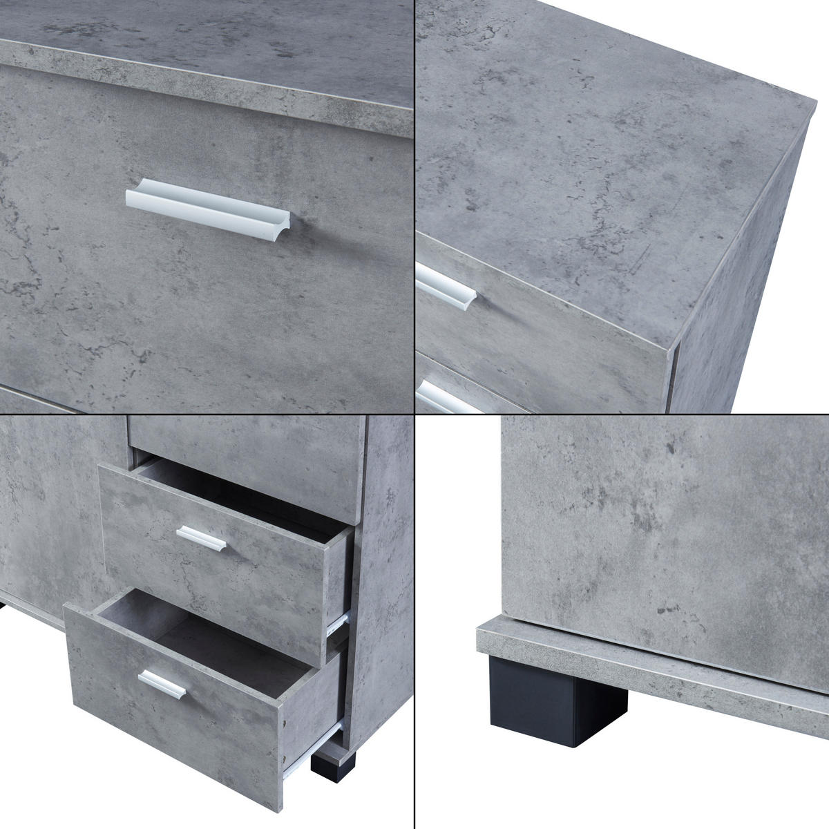 SIDEBOARD Döbritz - Grau, Holzwerkstoff (80/84/28cm) - [en.casa]