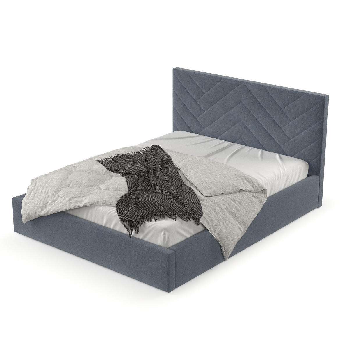 POLSTERBETT Arco 160/200 cm Blau im Asti Stoff - Blau/Schwarz, Holz/Holzwerkstoff (160/200cm) - AltaBeds