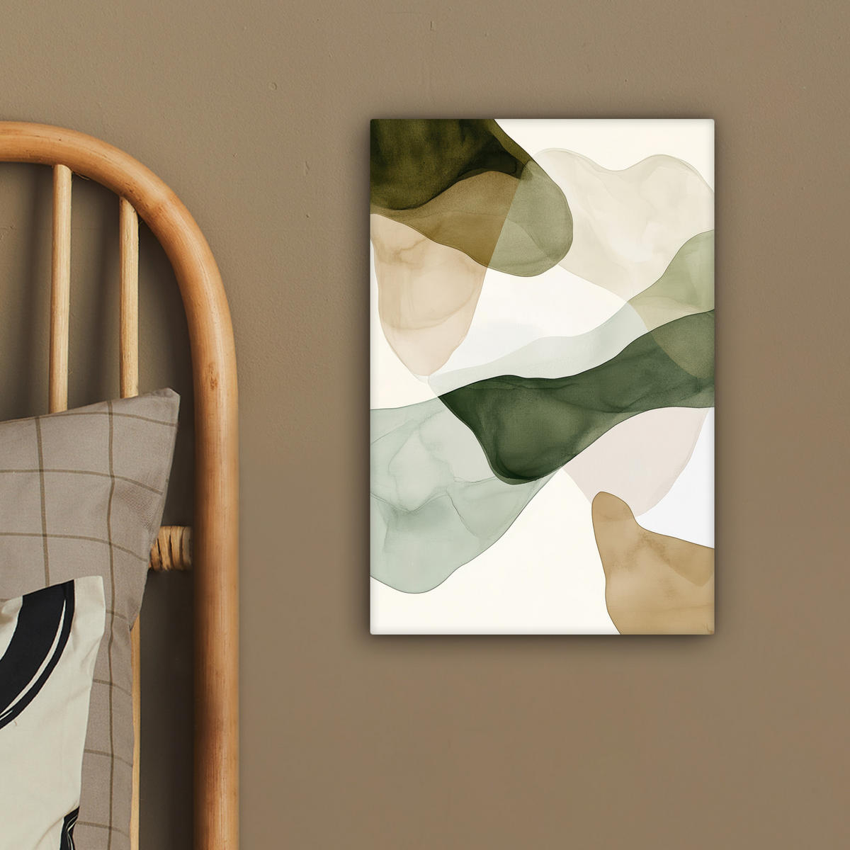 LEINWANDBILD Japandi - Abstrakt - Grün 20x30 cm - Salbeigrün, Textil (20/30cm) - MuchoWow