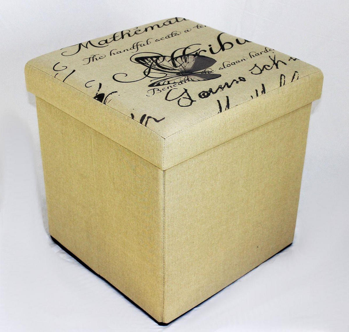 SITZHOCKER faltbar mit Aufbewahrung Stoff 40/40/40 cm - Beige, Kunststoff (40/40/40cm) - DanDiBo