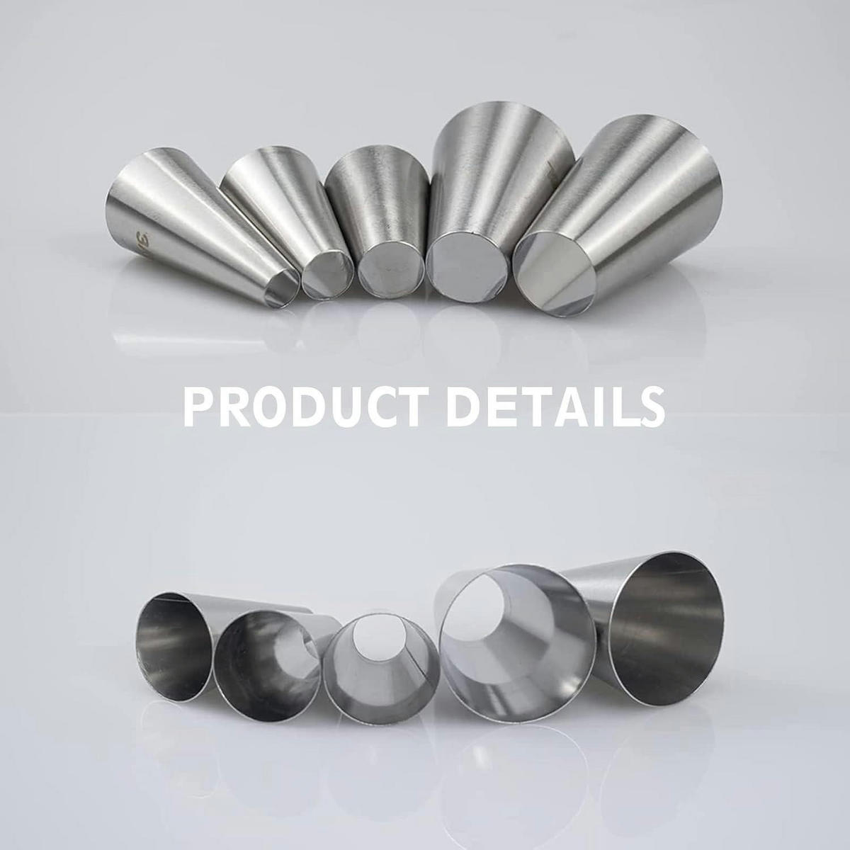 SPRITZTÜLLEN Set 5 Stück Edelstahl Rund - Silberfarben, Metall (1.8/1/4.8cm)