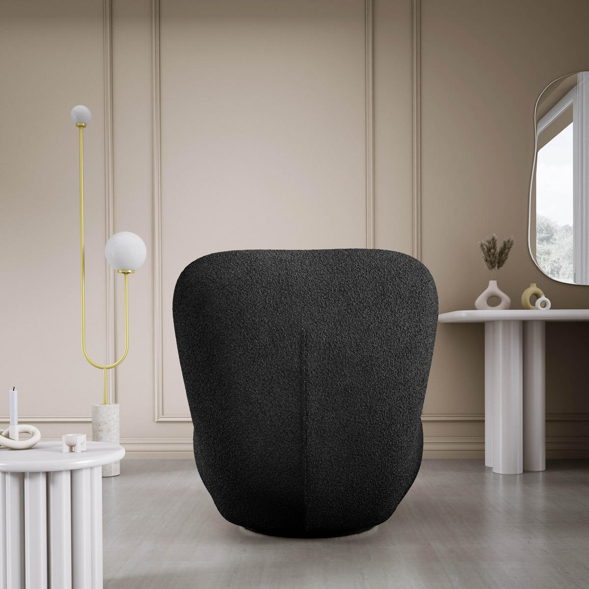 DREHSESSEL LUIS, Freistehend, Sitz drehbar 360°, 39x82x56 cm, HELLGRAU - Hellgrau, Holz/Textil (82/72/66cm) - DomoHome