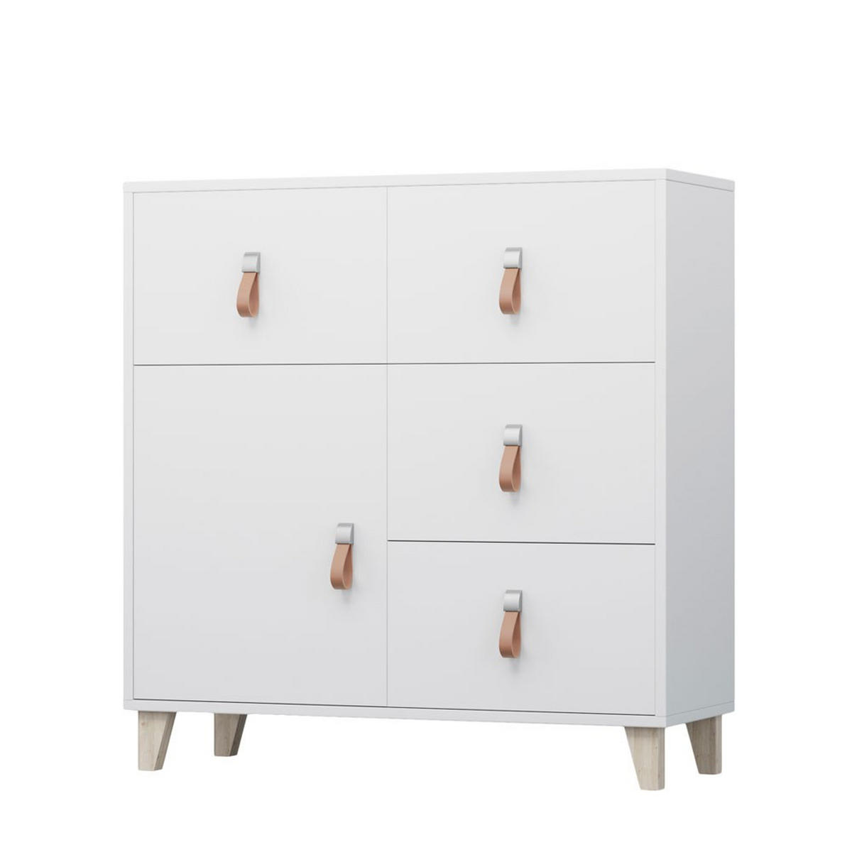 JUGENDZIMMER Svala 4 teilig in Weiß, Skandinavischer Stil, kleiner Kleiderschrank, Schreibtisch, Kommode 03, Wandregal - Weiß, Holzwerkstoff (80/200/120cm)