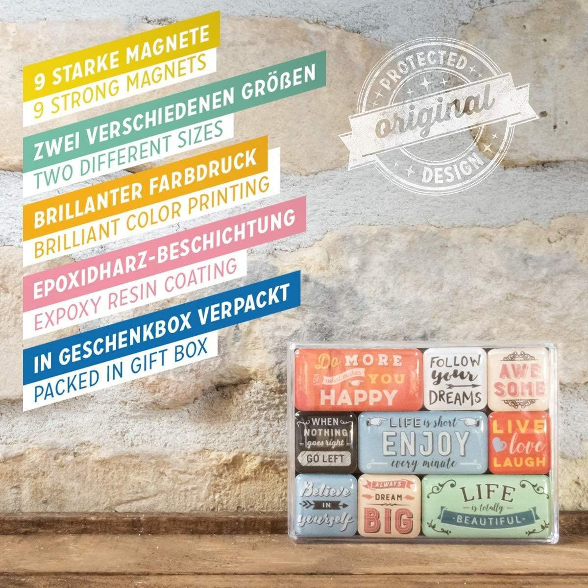 MAGNETSET 9-teilig Word Up Enjoy Life - Multicolor, Metall (9/7/2cm) - Nostalgic-Art