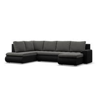 U-SOFA MIT SCHLAFFUNKTION FORESTA, Dunkelgrau + Schwarz - Dunkelgrau/Schwarz, Textil (300/89/200cm)