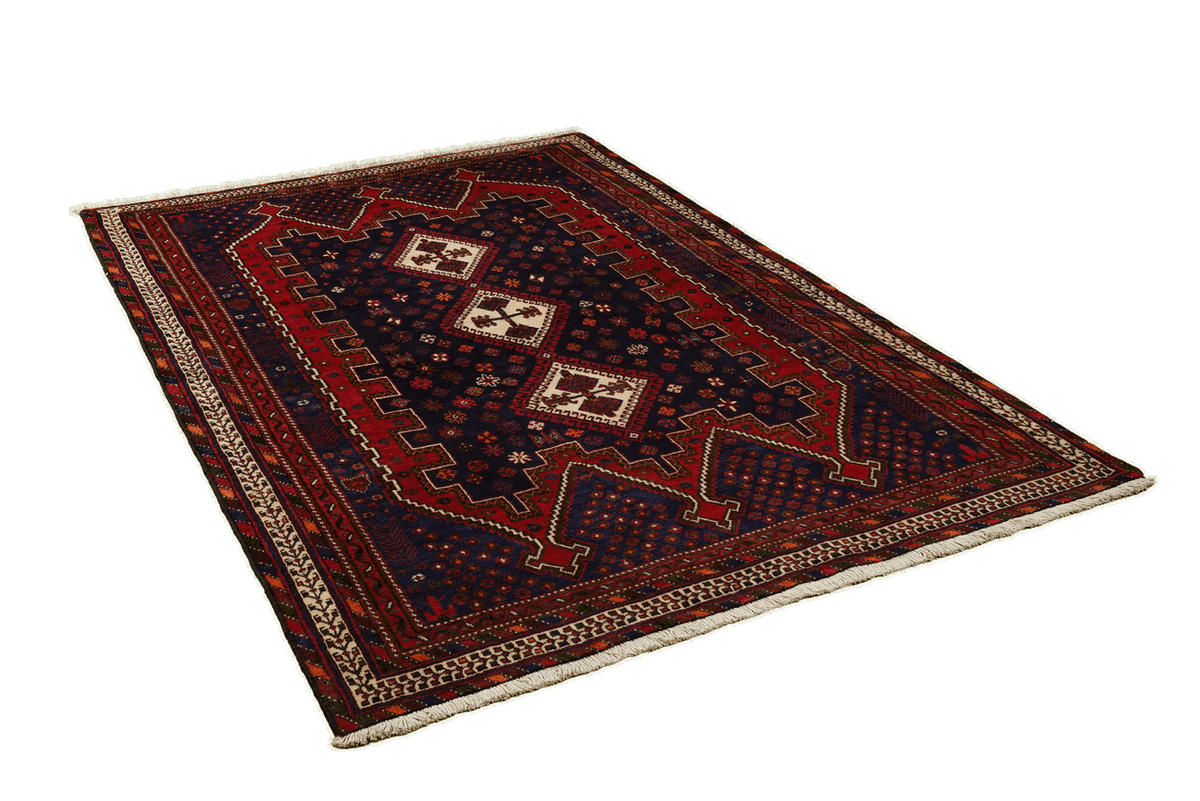 ORIENTTEPPICH handgeknüpft Afshar Rot, Blau 225/160 cm Schurwolle - Blau/Rot, Textil (160/225cm) - Looma