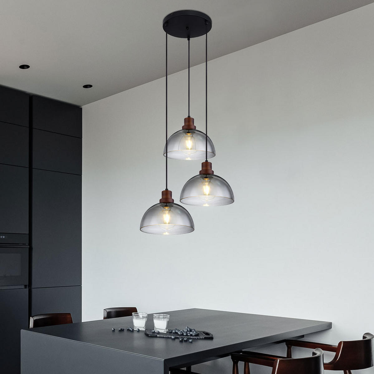 HÄNGELEUCHTE SALSA Grau Metall Glas - Grau, Glas (47/47/150cm) - Globo Lighting