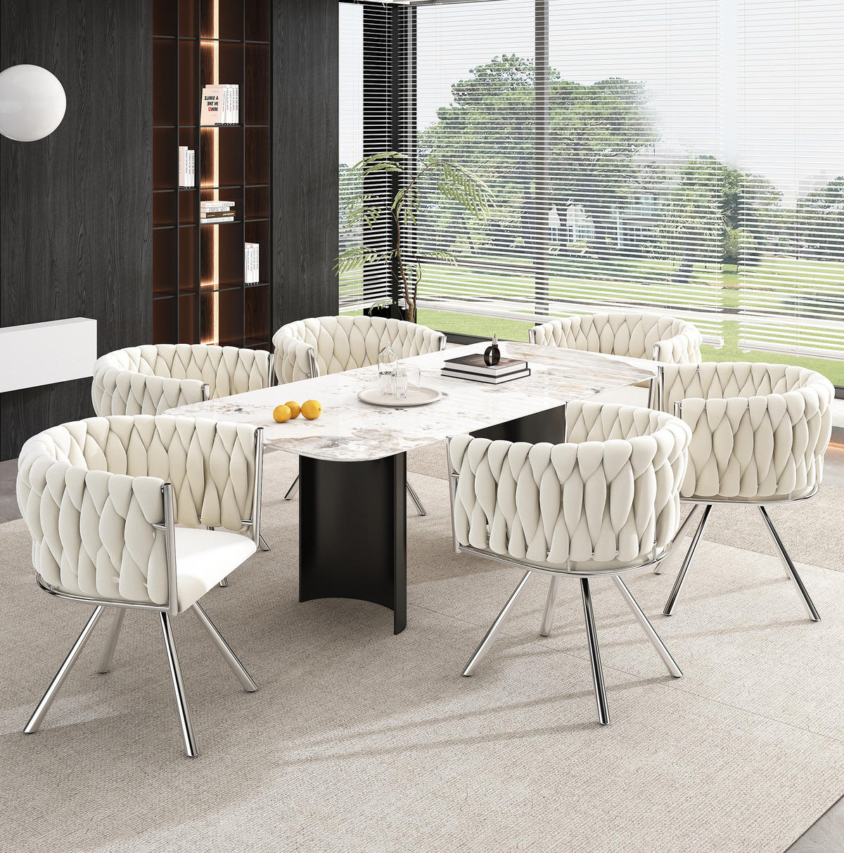 ESSZIMMERSTUHL 4er-Set drehbar Samt Beige Silber - Beige, Metall (54/72/59.2cm) - Meubliv