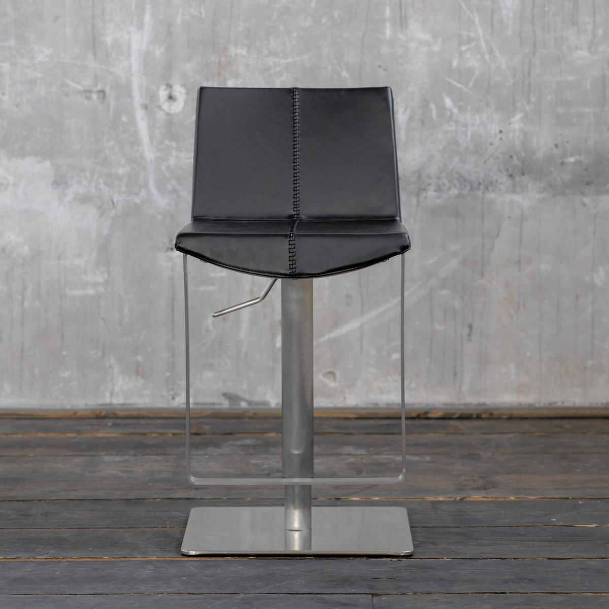 BARHOCKER FES Schwarz Kunstleder - Schwarz, Leder (42.5/85.5/51cm) - KAWOLA