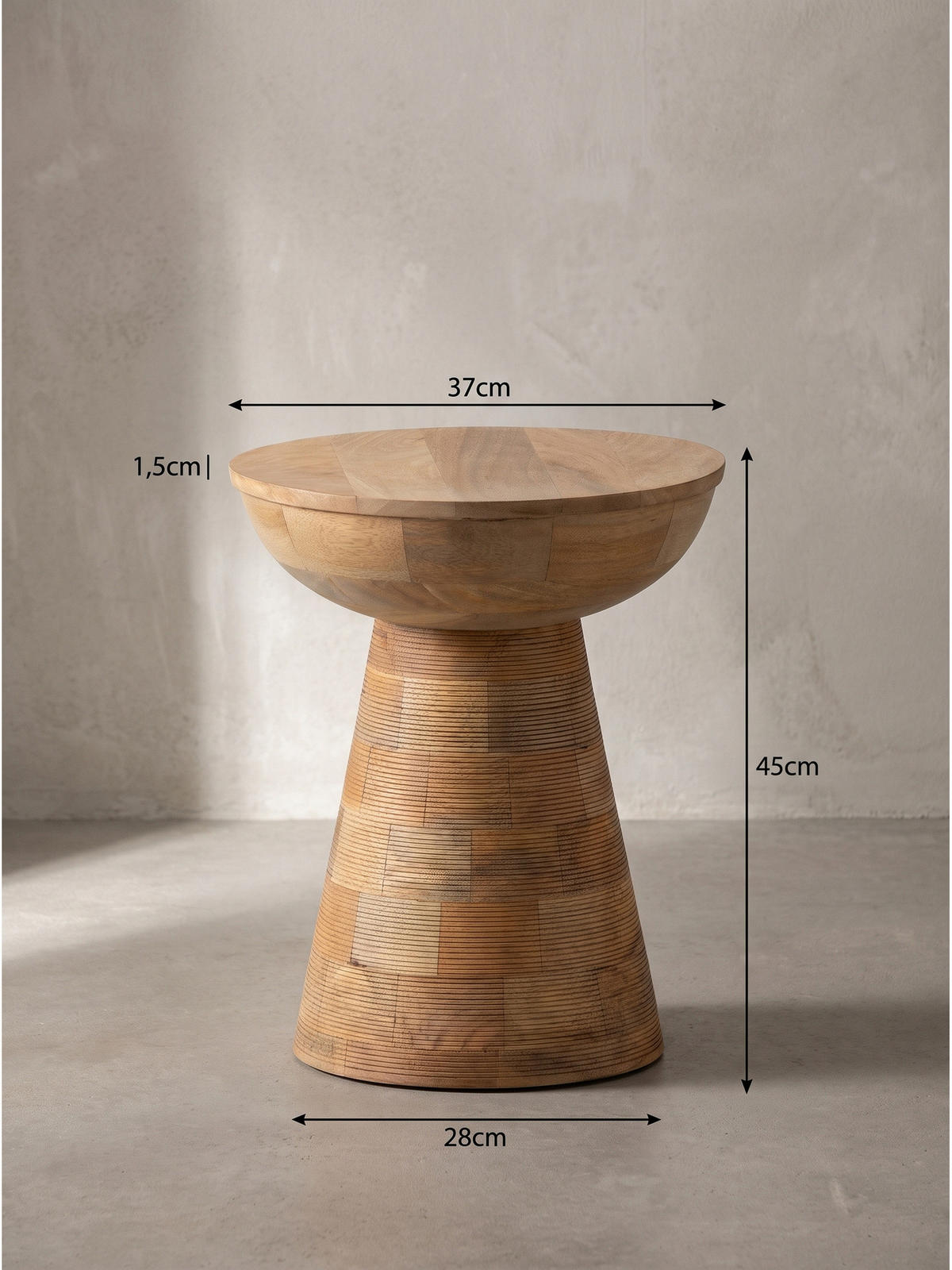 BEISTELLTISCH JELSA, Mango Massivholz, Ø 37 x 45 cm - Hellbraun/Braun, Holz (37/37/45cm) - KADIMA DESIGN