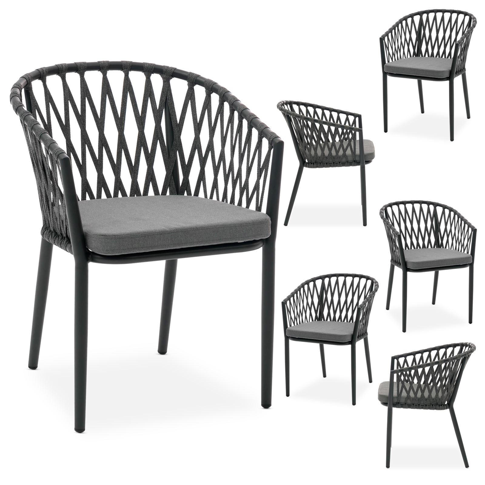 GARTENSTÜHLE SUNNY 6ER-SET - Grau, Textil/Metall (56/78/62cm) - IDIMEX