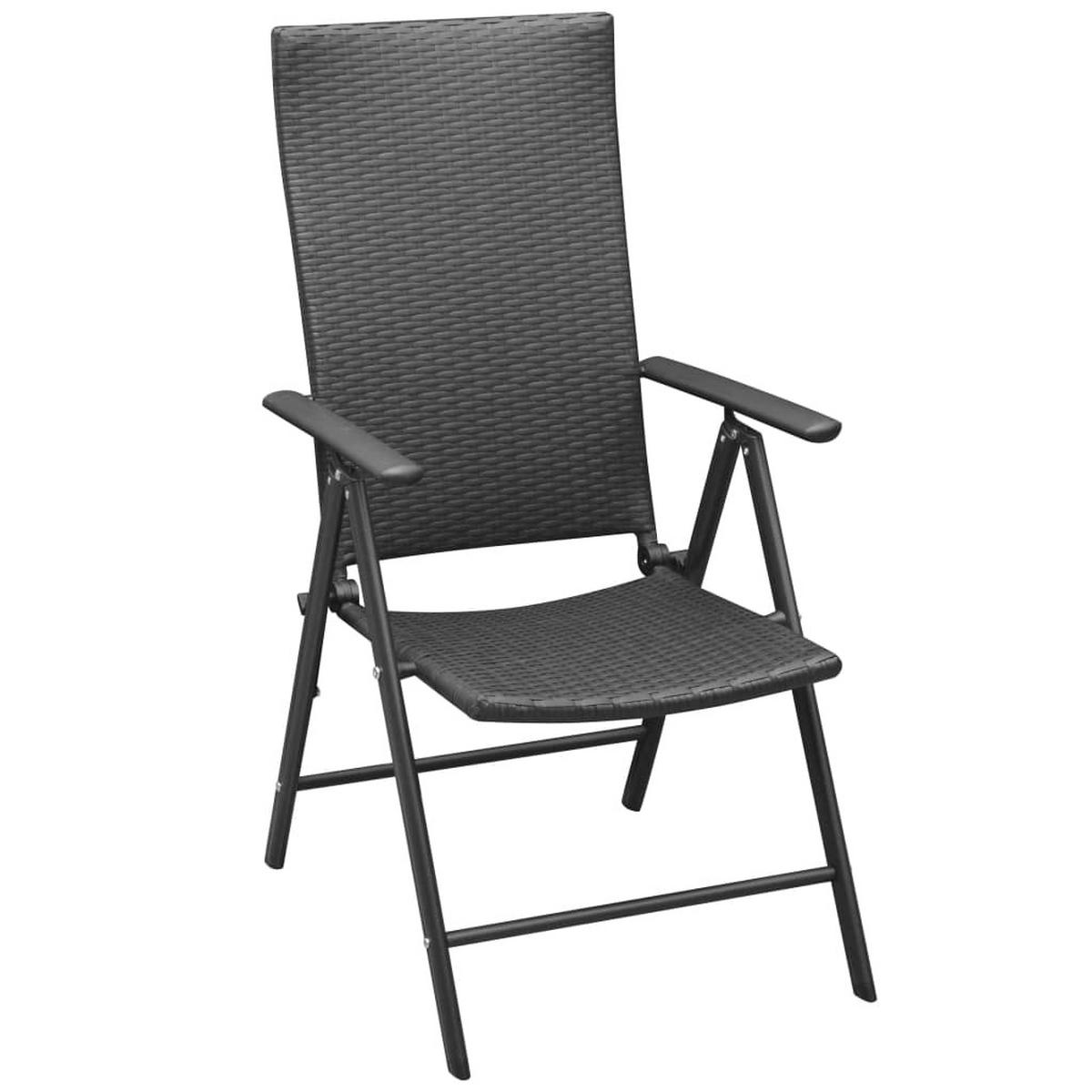 GARTENKLAPPSESSEL, 55/64/105 cm, aus Poly Rattan und Aluminium, 2er-Set - Schwarz, Kunststoff (55/105/64cm) - vidaXL