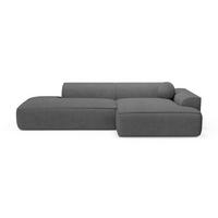 ECKSOFA RECHTS Gerippter Samt Anthrazitgrau 260cm - Dunkelgrau/Anthrazit, Textil (260/155cm) - Sia Home