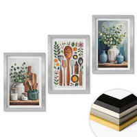 WANDBILDER 3er Set - 20x30 cm Silberner Rahmen - Küchenaccessoires auf pflanzlicher Basis - Silberfarben, Kunststoff (20/30cm) - ArtPrintCave
