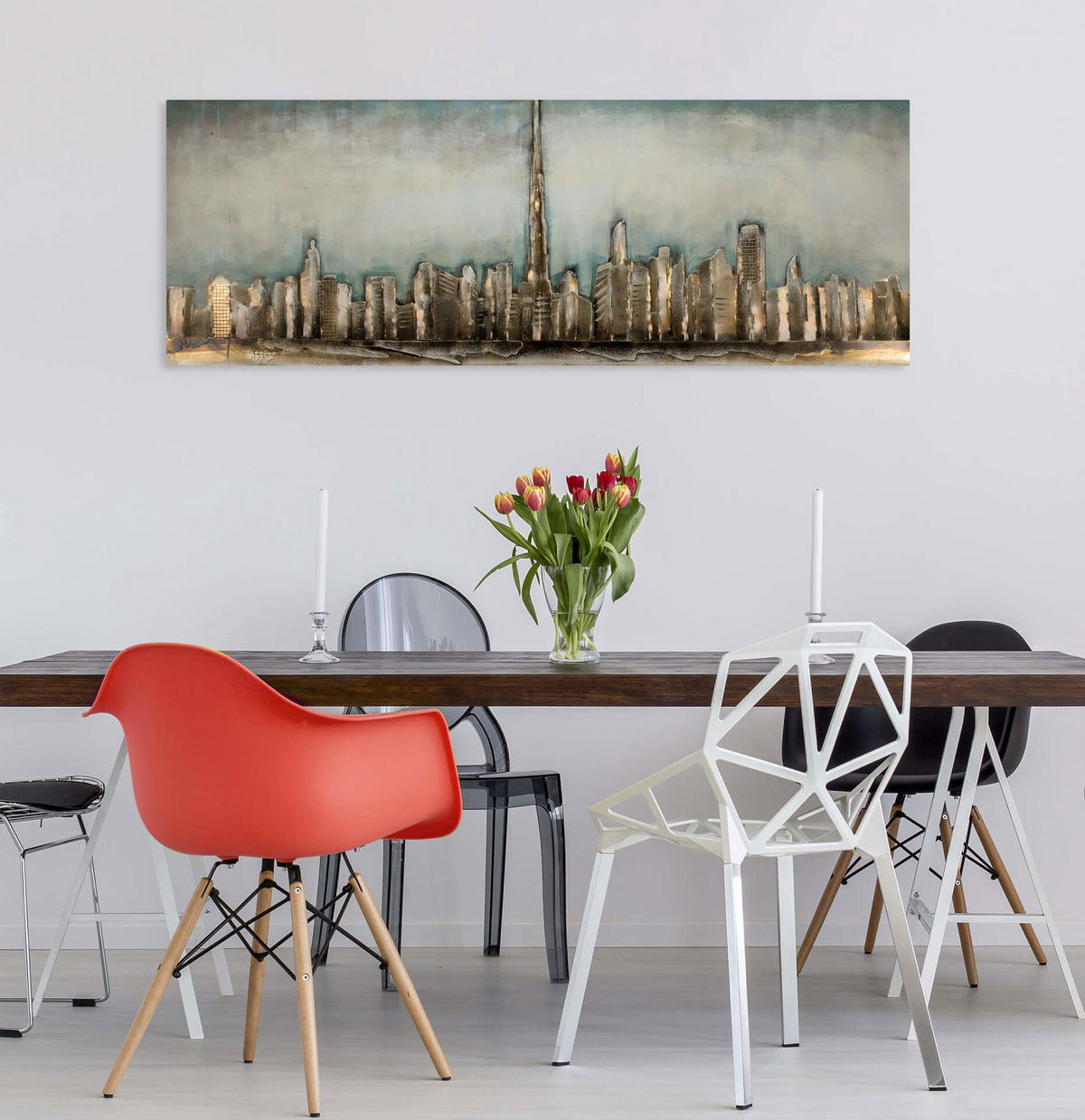 METALLBILD Weiß 150/50 cm - Weiß, Metall (6.4/50cm) - KUNSTLOFT