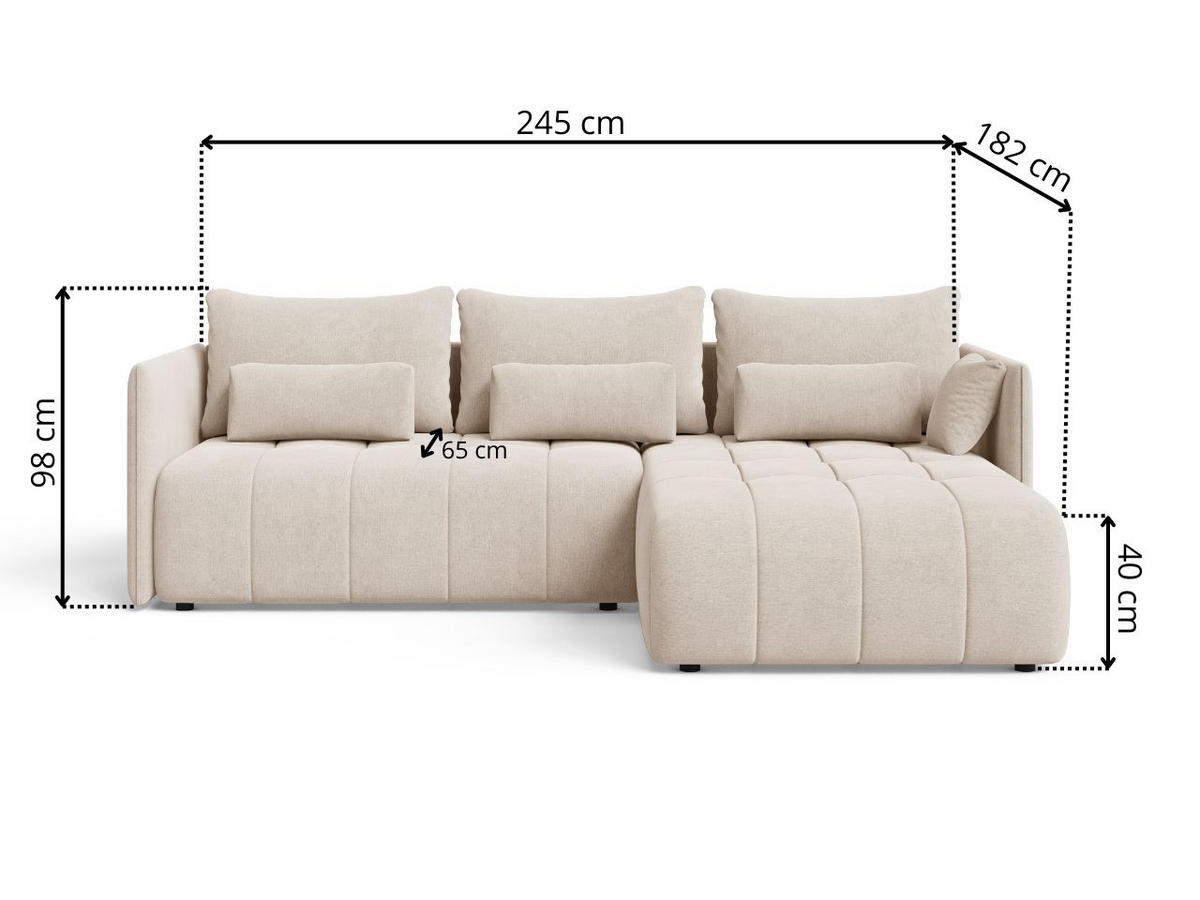 ECKSOFA Ardi Beige - Beige/Creme, Holz/Textil (245/182cm) - Graingold