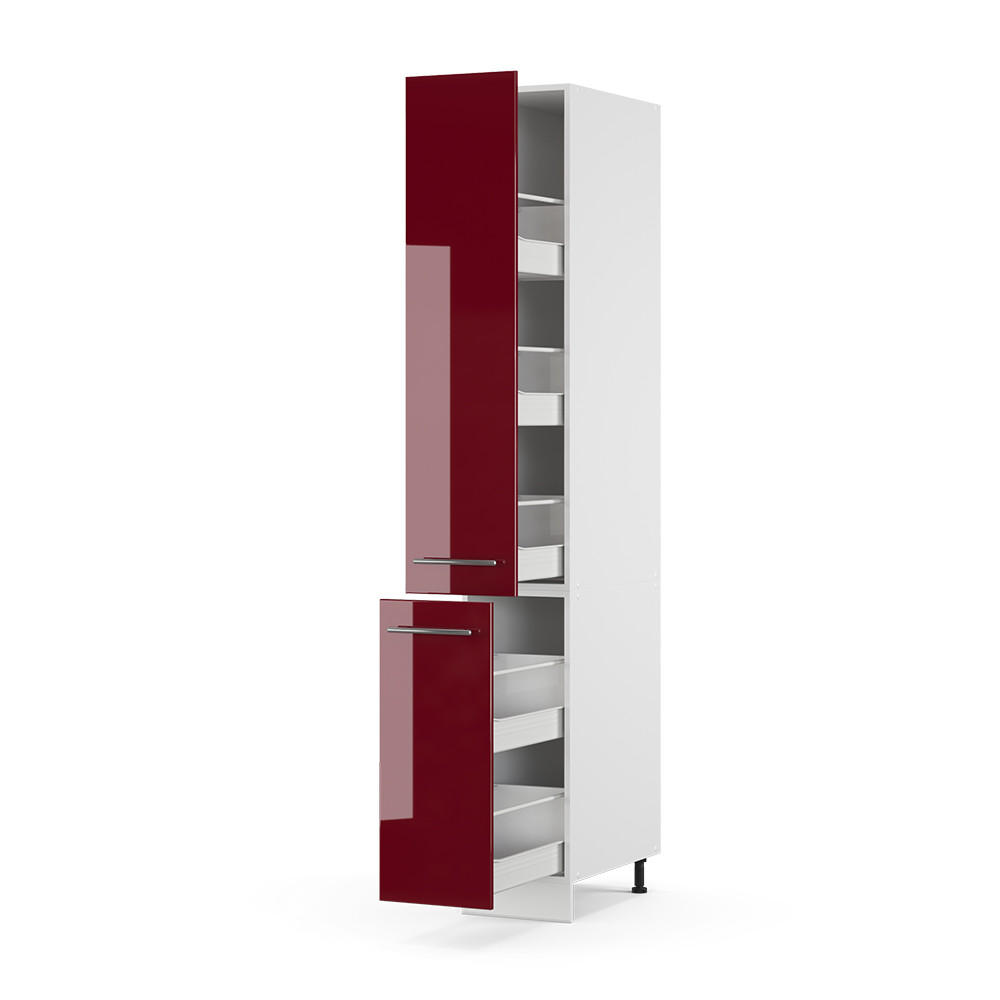 BADSCHRANK Fame-Line Bordeaux Hochglanz 30 x 206.8 cm - Bordeaux/Weiß, Holzwerkstoff (30/206.8/58cm) - Vicco