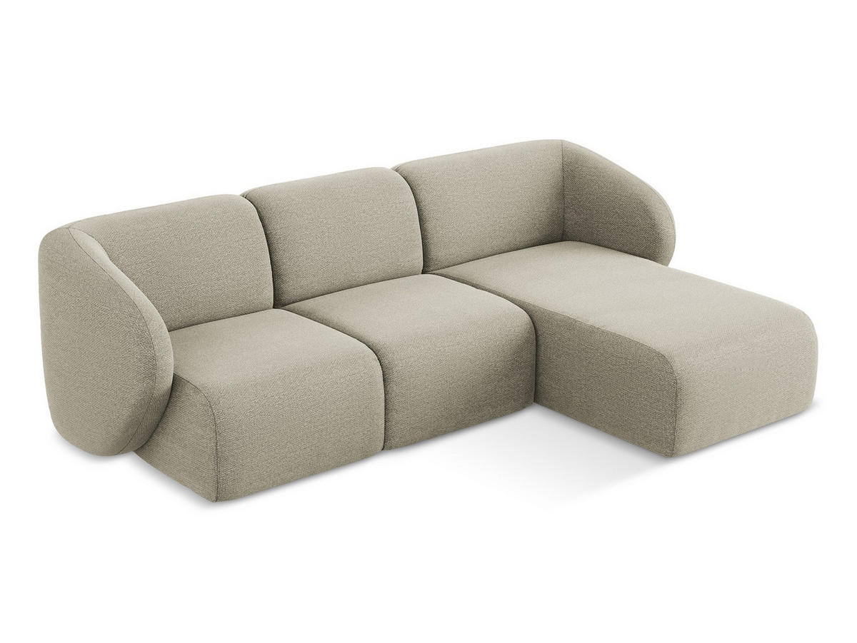 ECKSOFA Links Bouclé Stoff Braun - Schwarz/Mokka, Holzwerkstoff/Kunststoff (178/166cm) - Makamii