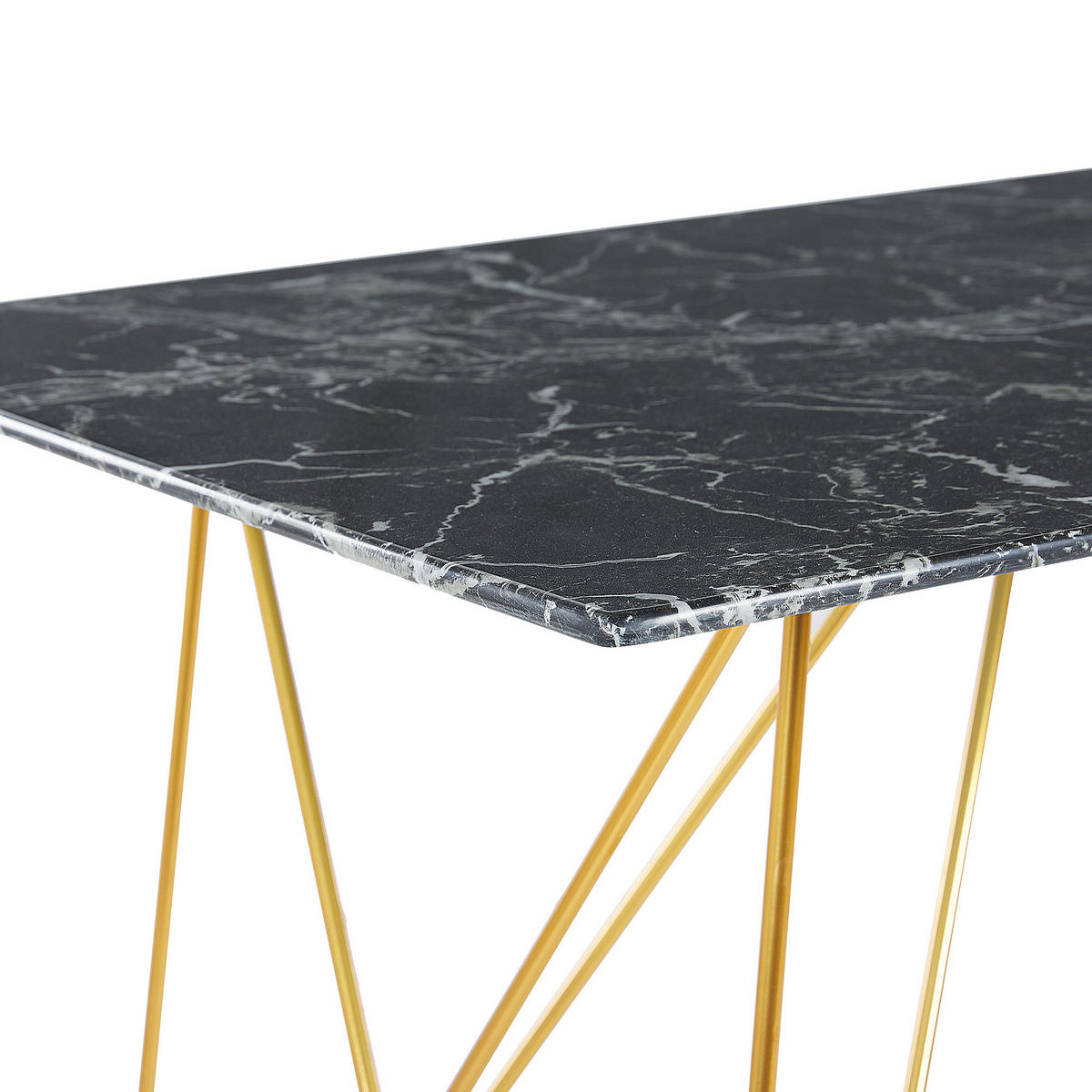ESSTISCH 140/80/75 cm Schwarz, Weiß, Goldfarben Rechteckig Kenton - Schwarz, Glas (140/80/75cm) - Beliani