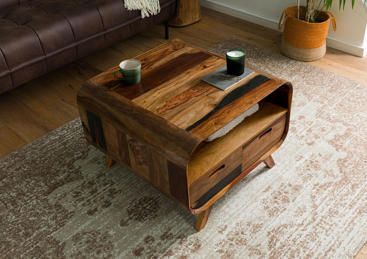 COUCHTISCH Sheesham 70x70x50 dunkelbraun lackiert MAILAND #232 - Dunkelbraun, Holzwerkstoff (70/70/50cm) - Massivmoebel24