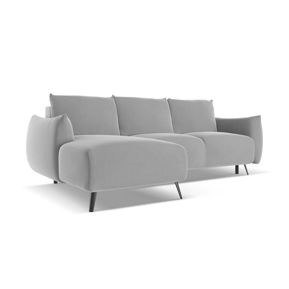 ECKSOFA mit Schlaffunktion Samt Stoff Grau - Schwarz/Grau, Textil/Metall (162/242cm) - LaMiaSofa