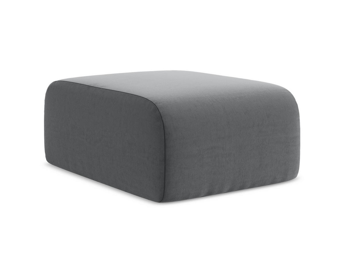 POUF Samt Stoff Grau - Edelstahlfarben/Schwarz, Holzwerkstoff/Kunststoff (72/42/94cm) - Makamii