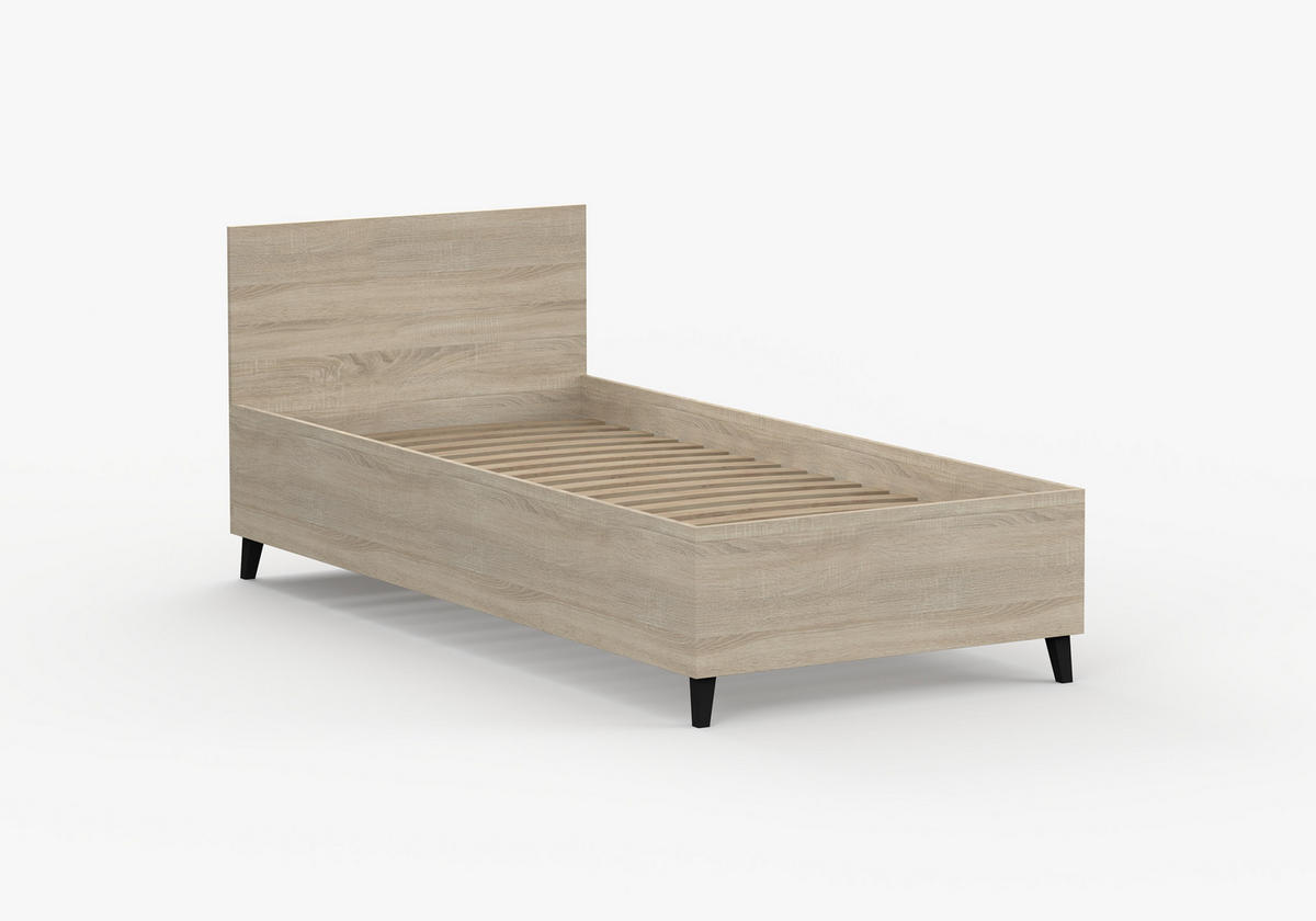 JUGENDZIMMER Mavaro in Sonoma Eiche mit Akzenten in Schwarz 5 teilig mit großem Kleiderschrank – Kinderzimmer Komplettset - Braun, Holzwerkstoff (80/200/120cm)