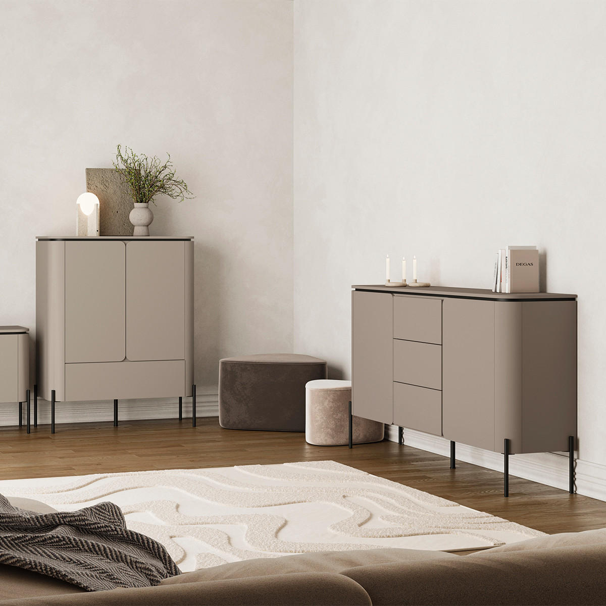 SIDEBOARD Taupe - Taupe, Holzwerkstoff (98/123.2/39.5cm) - Petits-meubles