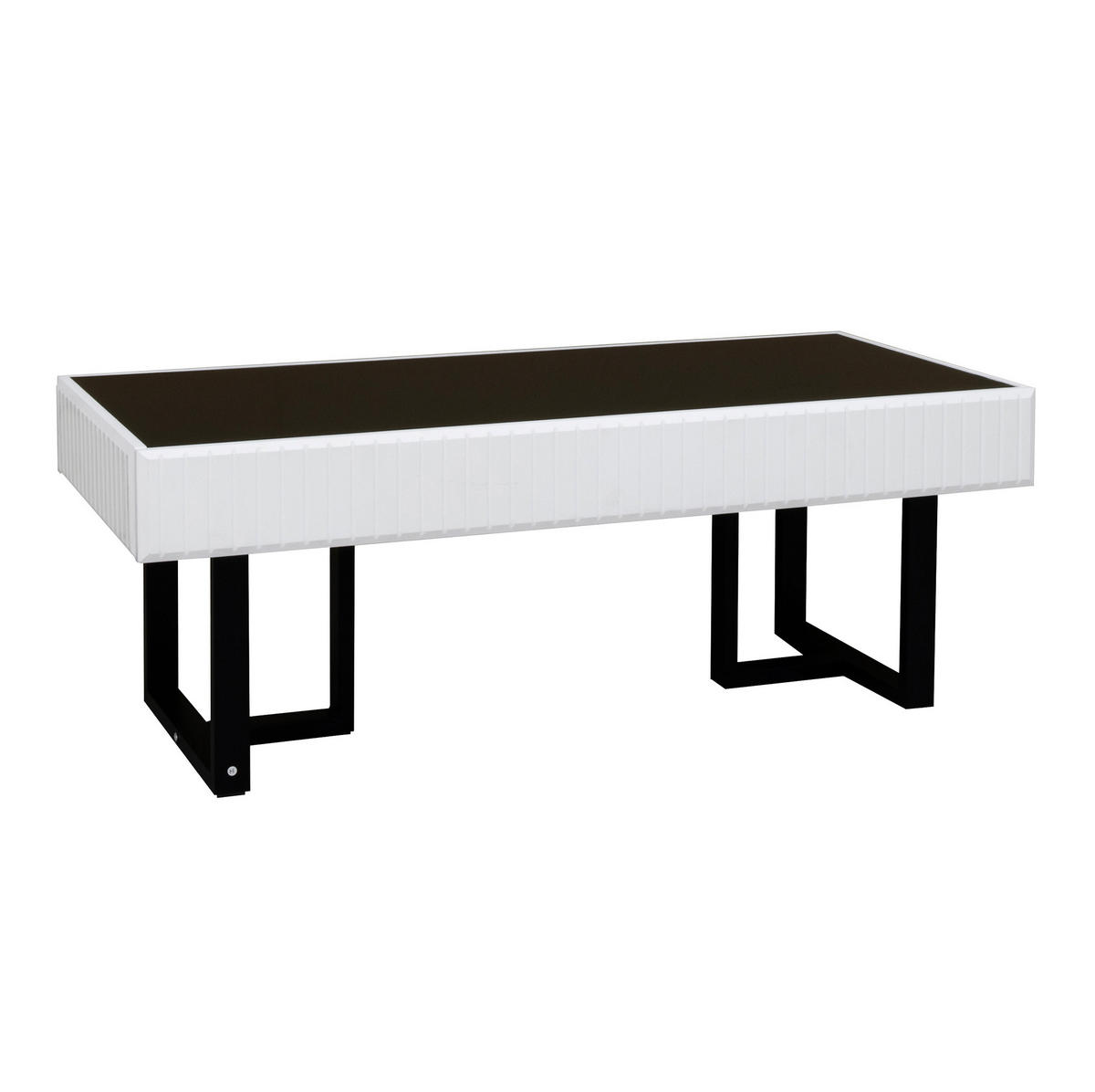 COUCHTISCH 110/50,5/41 cm mit hochglänzender Tischplatte und Eisengestell, Schwarz/Weiß - Schwarz, Holzwerkstoff (110/50.5/41cm) - Redom