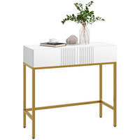 KONSOLENTISCH DE-16771 2 Schubladen, goldene Beine Weiß - Weiß, Holzwerkstoff (80/31.5/75cm) - ComfortXL