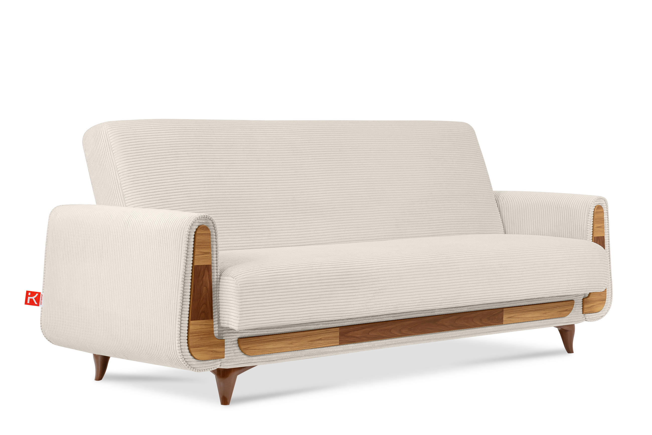 3-SITZER-SCHLAFSOFA GUSTAVO II mit Armlehnen, Creme - Creme, Holz/Holzwerkstoff (230/98/98cm) - KONSIMO®