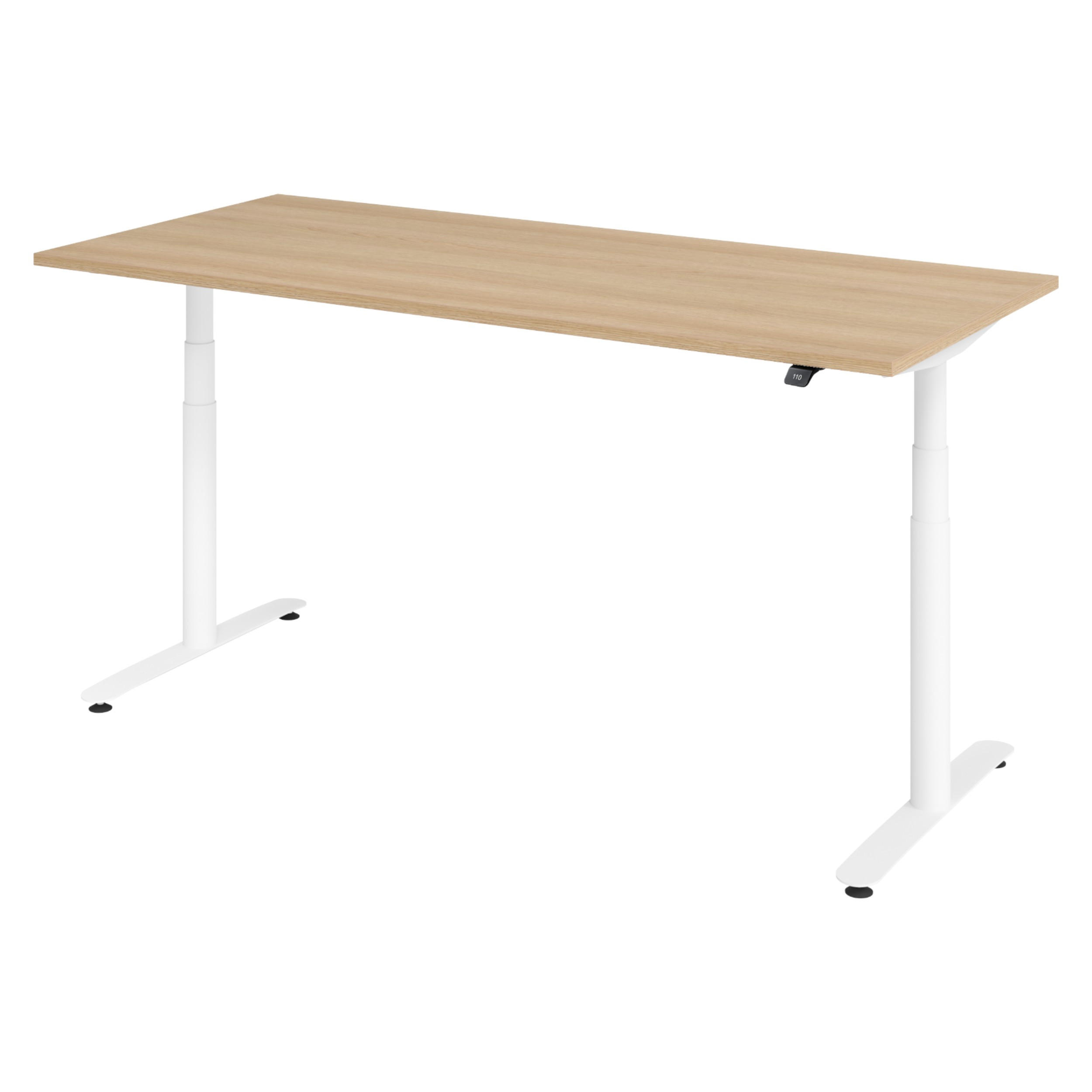 SCHREIBTISCH elektrisch Bluetooth & App XDLR 180/80/72 cm in Eichefarben/Weiß - Eichefarben/Weiß, Holzwerkstoff (180/80/72cm) - bümö