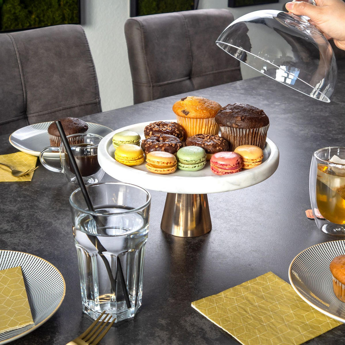 KUCHENPLATTE Tortenständer 24.8/16.8 cm - Weiß, Stein (24.8/16.8/24.8cm) - Intirilife