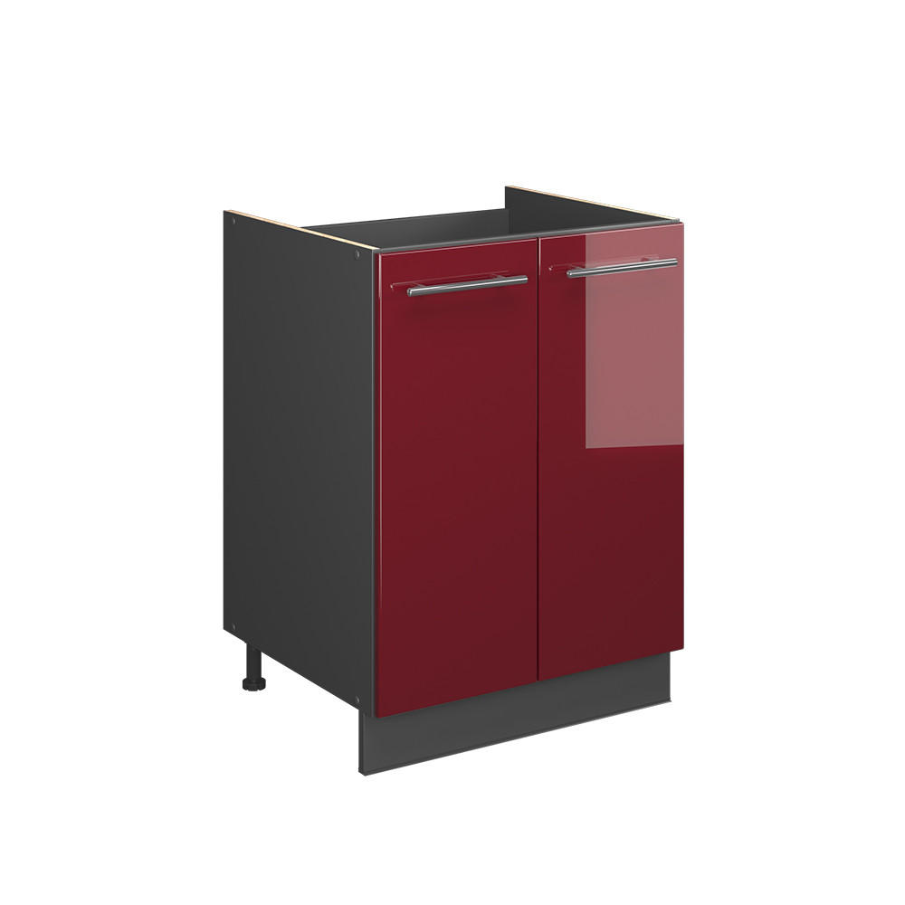 DISKBÄNKSSKÅP Fame-Line, Bordeaux högblank/antracit, 60 cm Bordeaux, Antracit 82/60/51.6 cm