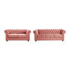 SOFA 3-Sitzer & 2-Sitzer - Samt - Pastellrosa - CHESTERFIELD - Pink, Textil (88/72/205cm) - Vente-Unique