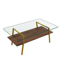 COUCHTISCH DE-37413 rechteckig mit Glasplatte Braun - Braun, Holzwerkstoff (98/58/42.5cm) - ComfortXL