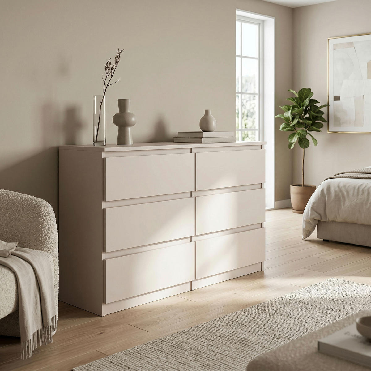 KOMMODE NUDO 138,5/78,5/39cm mit 6 Schubladen Türen Kaschmir - Kaschmir, Holzwerkstoff (138.5/78.5/39cm) - MASSENO
