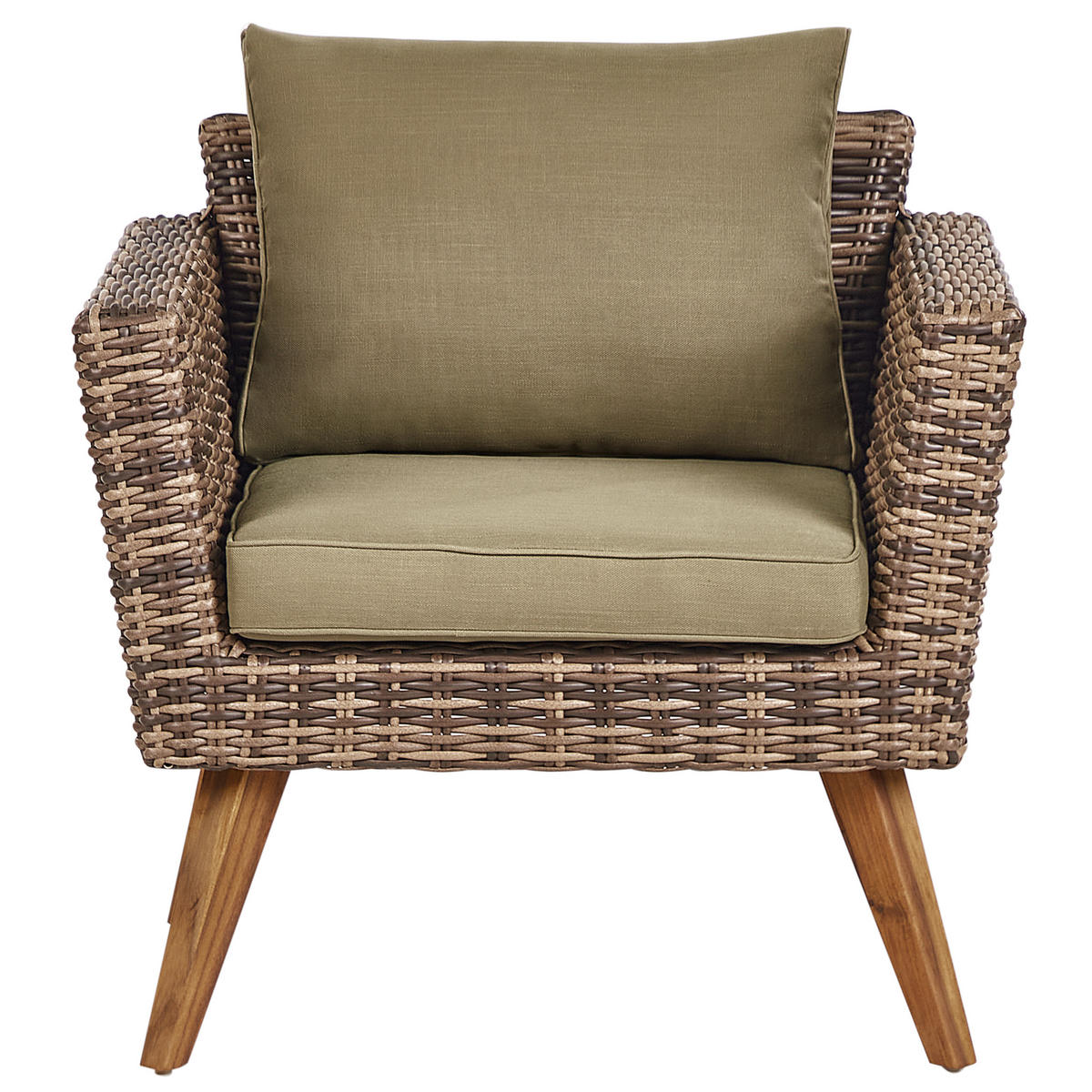 4-SEDEŽNA LOUNGE GARNITURA PE ratan olivno zelena Vittoria - svetlo rjava/zelena, umetna masa (135/63/70cm) - Beliani