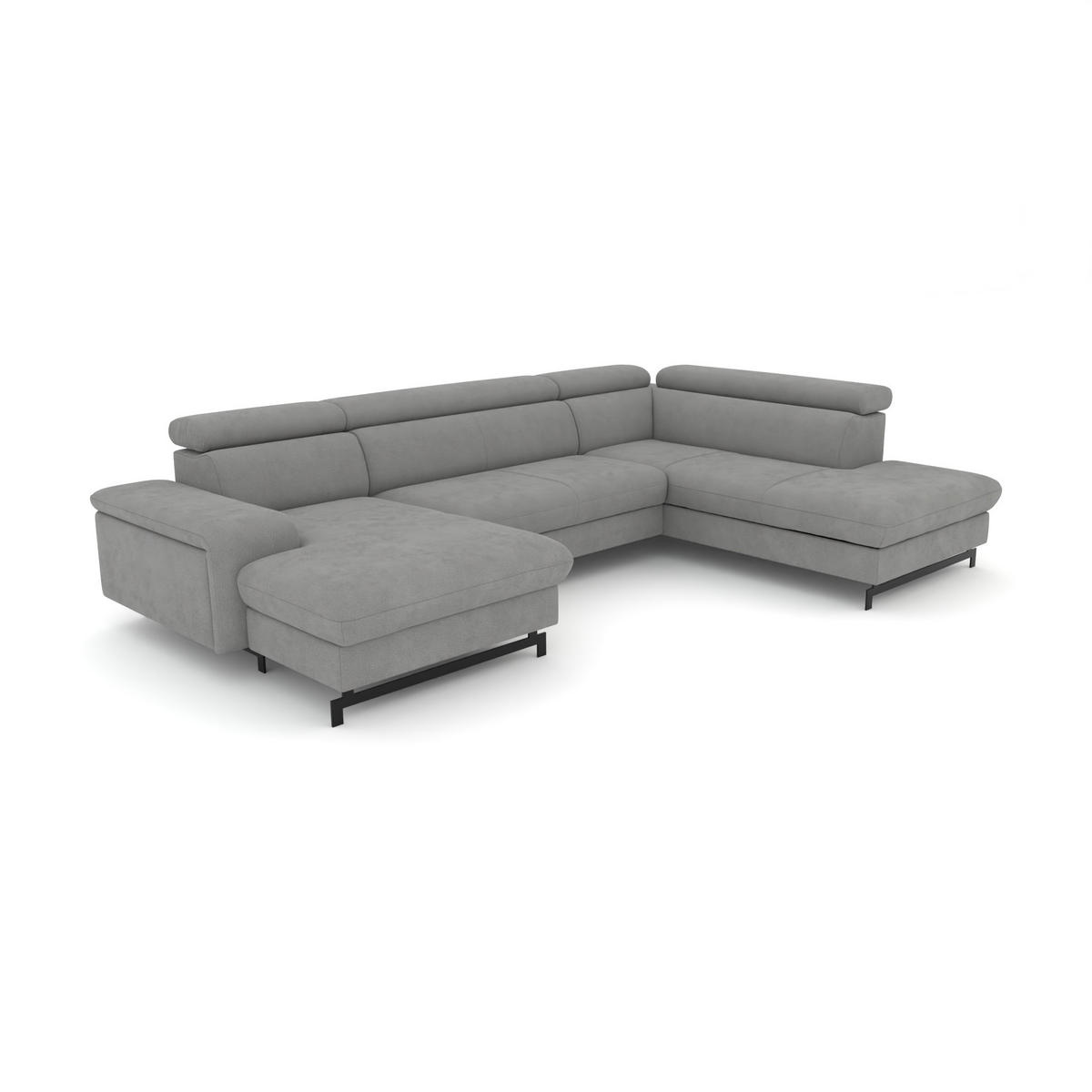 WOHNLANDSCHAFT Vaasa mit Schlaffunktion - Graphitfarben, Kunststoff/Textil (328/81/215cm) - foamnova
