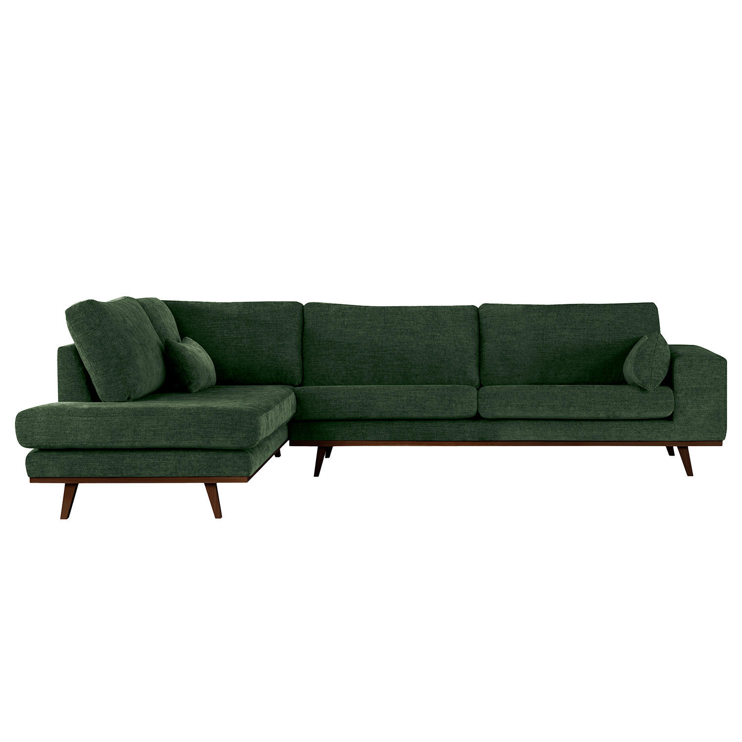 ECKSOFA mit Ottomane - Dunkelgrün/Buchefarben, Textil (287/219cm) - home24