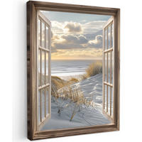 LEINWANDBILD Ausblick - Strand - Dünen - Meer - Natur 60x80 cm - Sandfarben, Textil (60/80cm) - MuchoWow