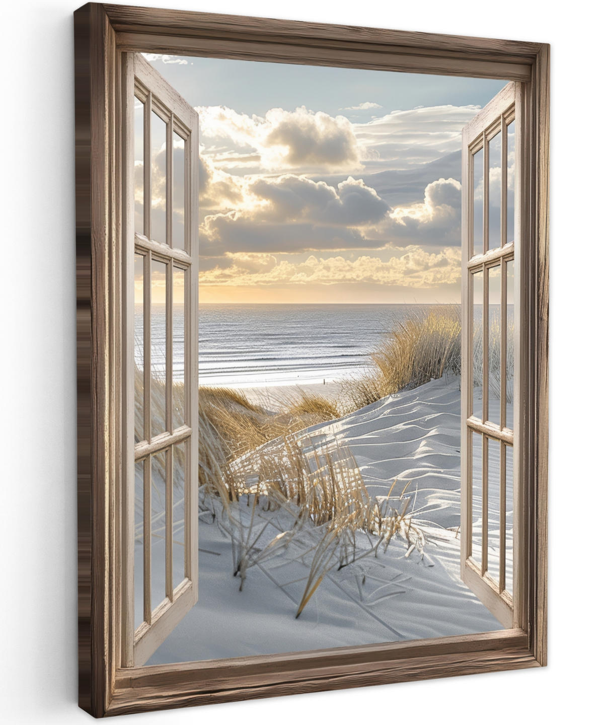 LEINWANDBILD Ausblick - Strand - Dünen - Meer - Natur 60x80 cm - Sandfarben, Textil (60/80cm) - MuchoWow