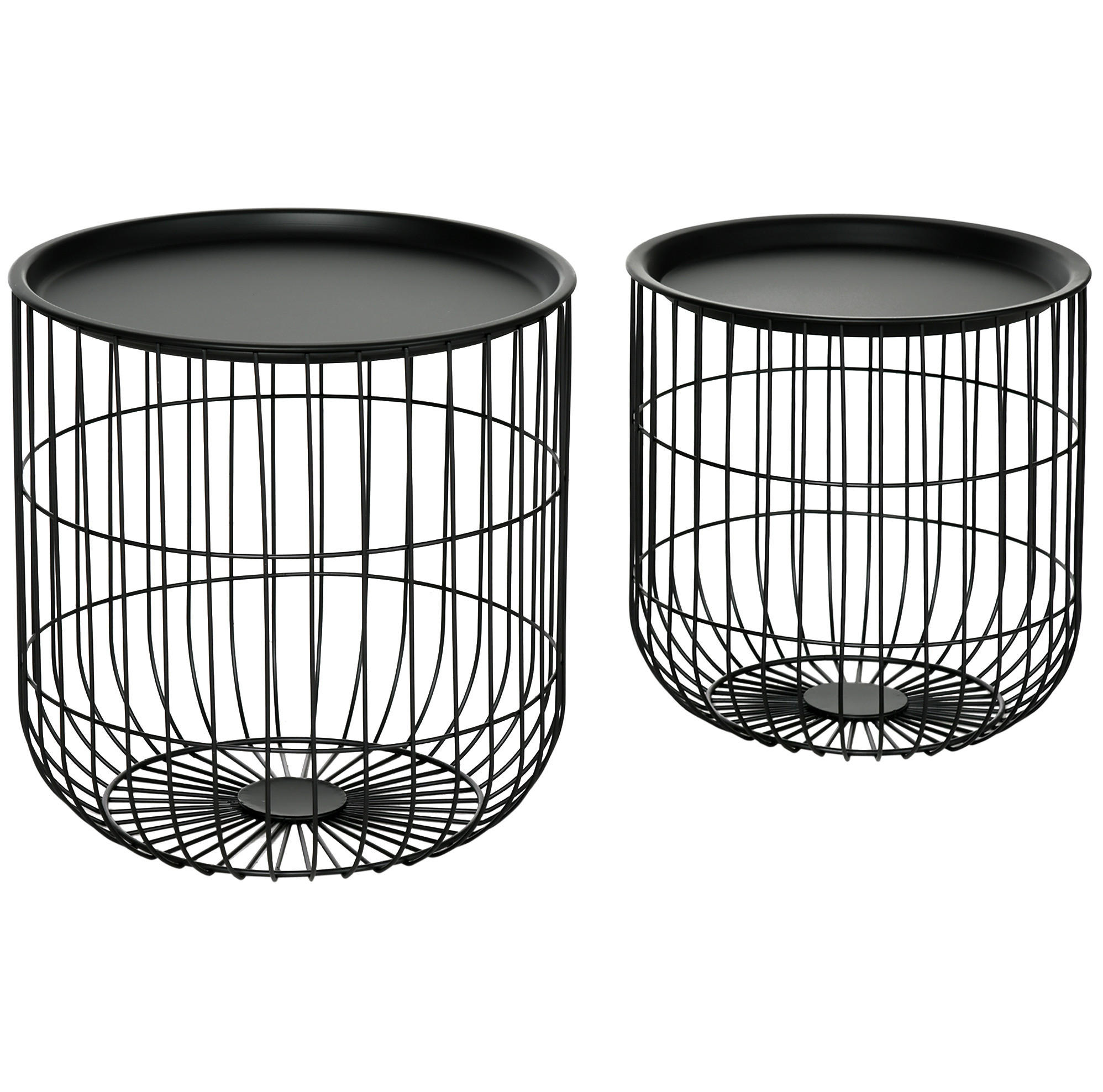 COUCHTISCH-SET aus Stahl Schwarz 40x40x40 cm und 35x35 cm mit abnehmbarer Ablage - Schwarz, Metall (40/40/40cm) - IVMEU