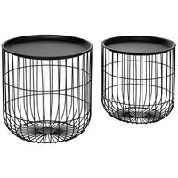 COUCHTISCH-SET aus Stahl Schwarz 40x40x40 cm und 35x35 cm mit abnehmbarer Ablage - Schwarz, Metall (40/40/40cm) - IVMEU