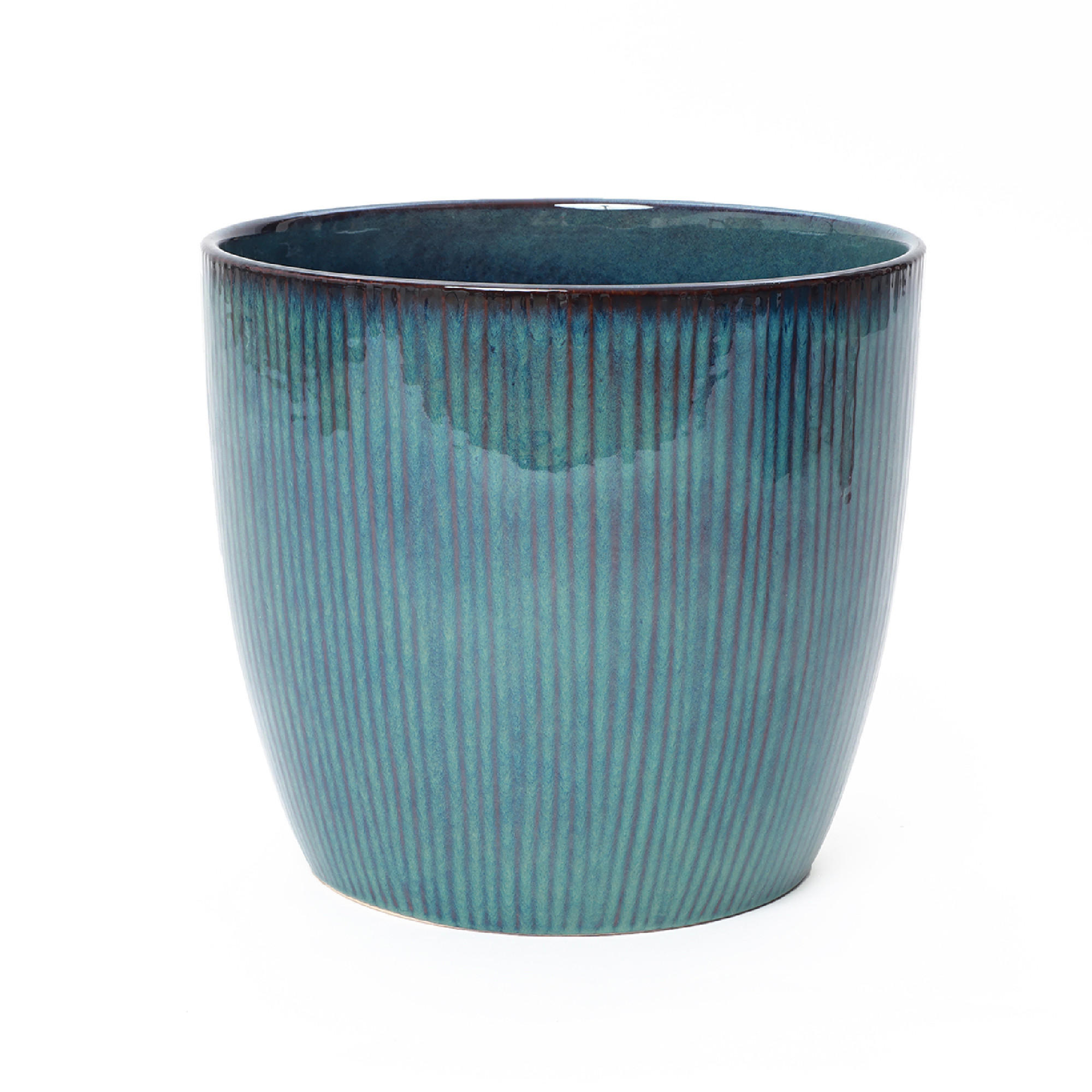 BLAUER Keramik-Blumentopf, Durchmesser 38 cm, Höhe 34 cm - Blau, Keramik (35cm) - Hometopia