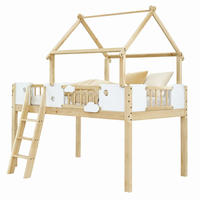 HOCHBETT mit Dach 90x200 cm Weiß/Natur mit Leiter - Weiß, Holz (90/200cm) - Meubliv